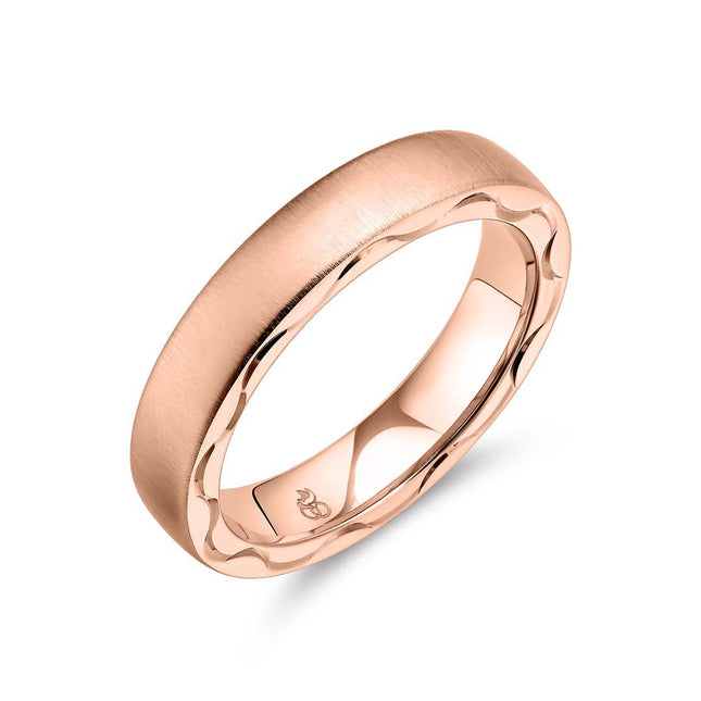 Plain Wedding Band Carved Accent