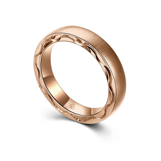 Plain Wedding Band Carved Accent
