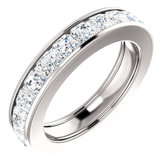 Platinum 3.7 ct tw Asscher Cut Diamond Eternity Ring