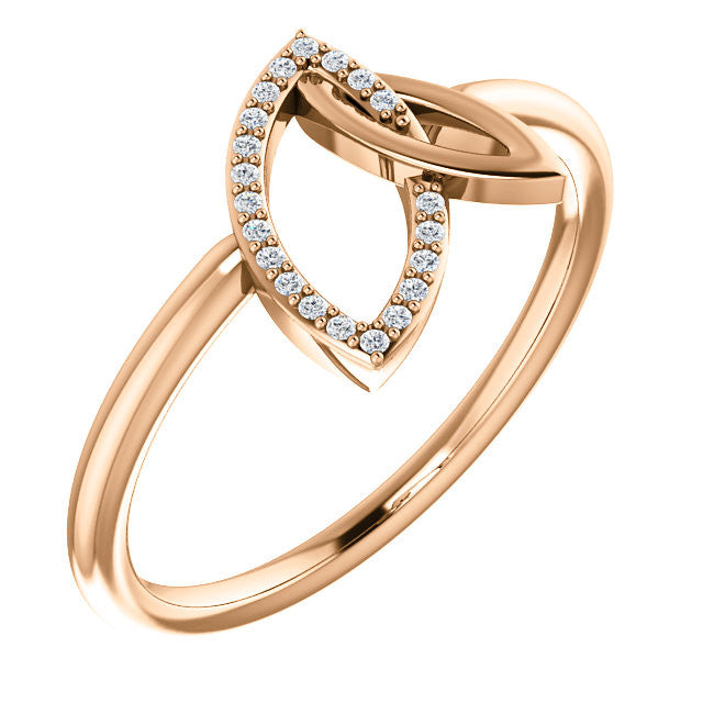 Rose Gold Double Leaf Diamond Ring