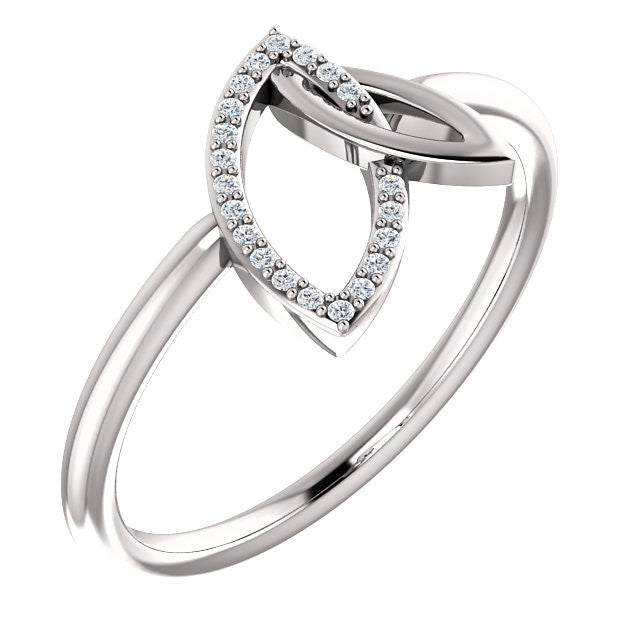 White Gold Double Leaf Diamond Ring
