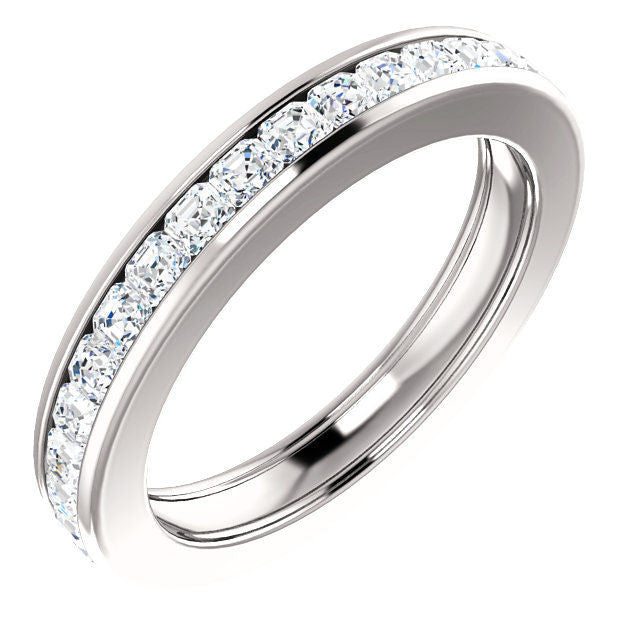 White Gold Asscher Cut Channel Set Eternity Ring