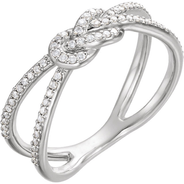 White Gold Diamond Knot Ring