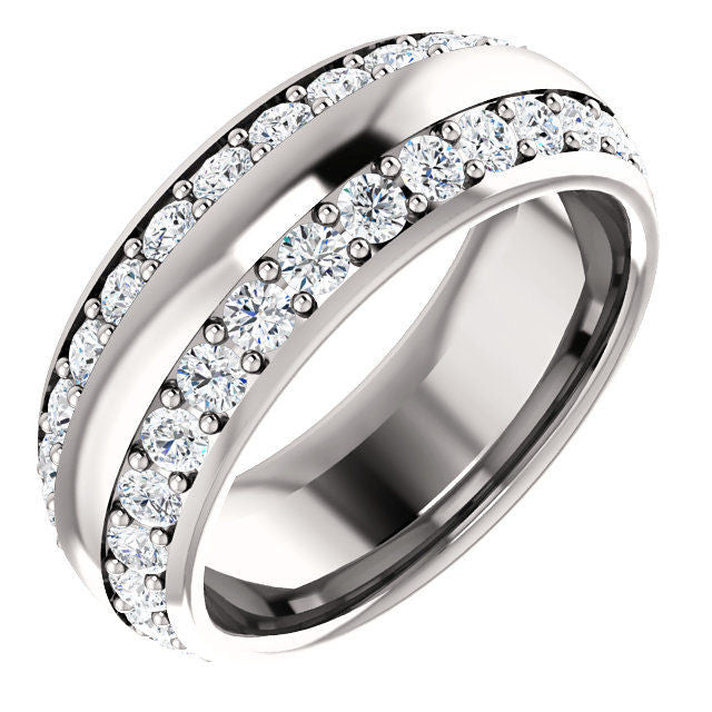 White Gold 2-Row Round Cut Eternity Ring