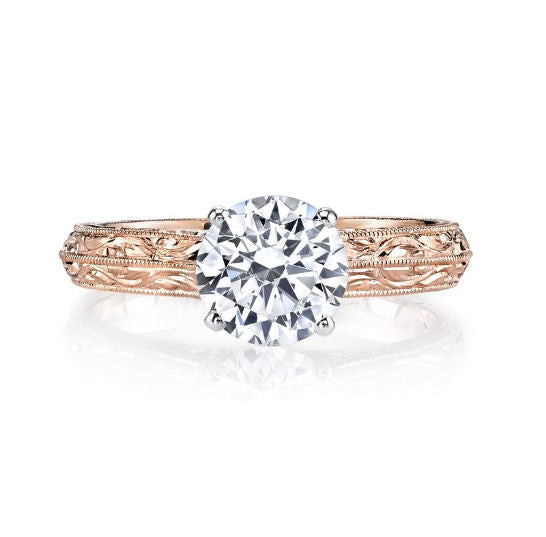 Hand Engraved Solitaire Engagement Ring