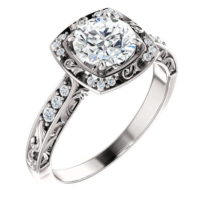 White Gold Halo Diamond Engagement Ring