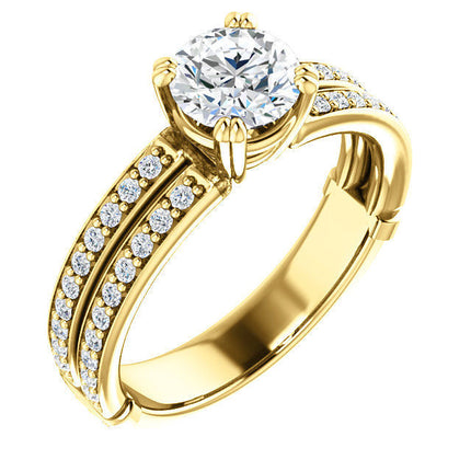 Yellow Gold Diamond Accent Engagement Ring