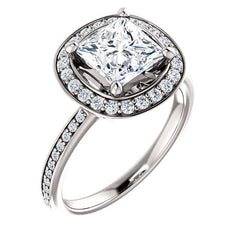 White Gold Round Halo Engagement Ring