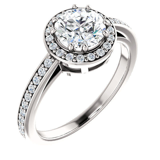 White Gold Round Halo Diamond Engagement Ring