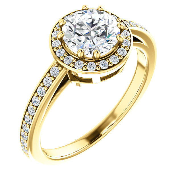 Yellow Gold Round Diamond Engagement Ring