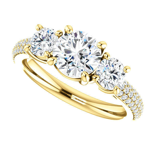 Yellow Gold Three Stone Engagement Ring
