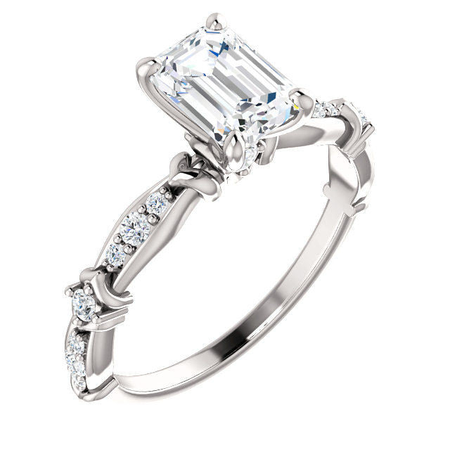 White Gold Emerald Cut Diamond Engagement Ring