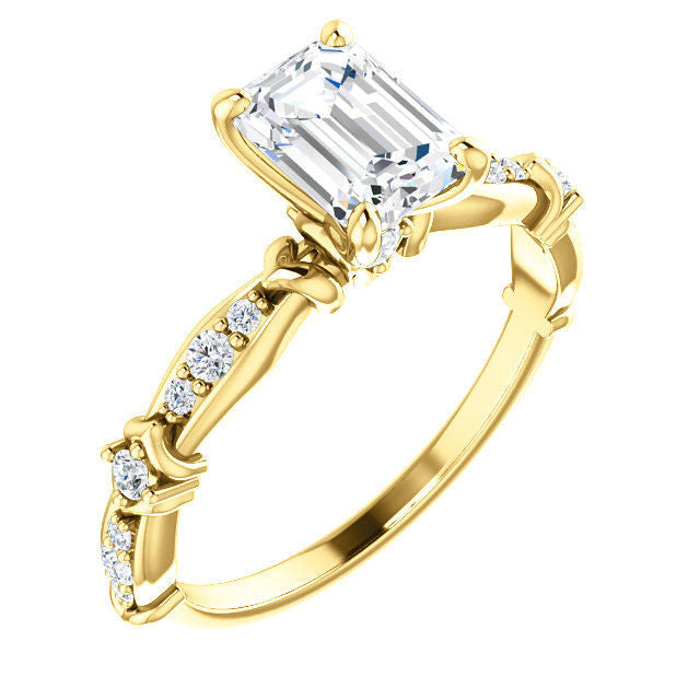 Yellow Gold Emerald Cut Diamond Engagement Ring