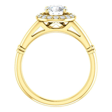 Round Cut Halo Diamond Engagement Ring Side Profile