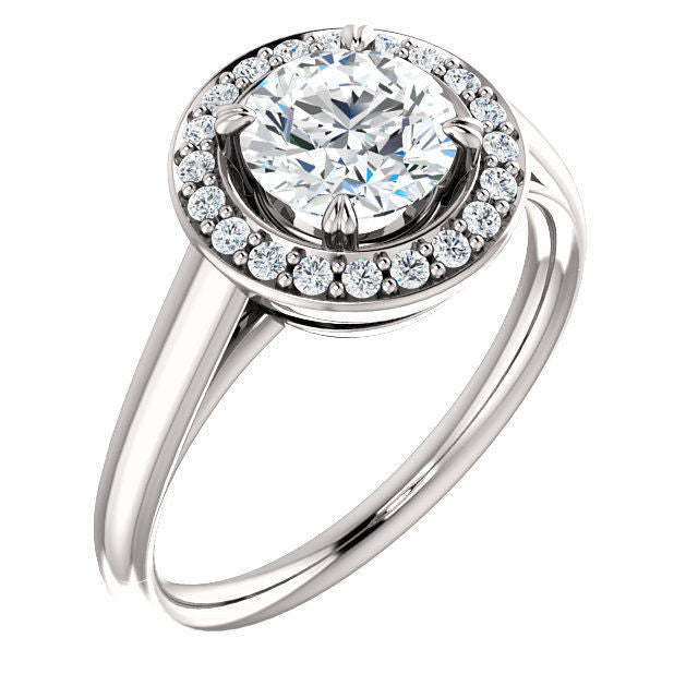White Gold Round Halo Engagement Ring