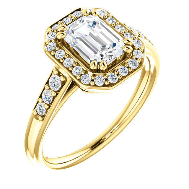 Yellow Gold Emerald Halo Engagement Ring