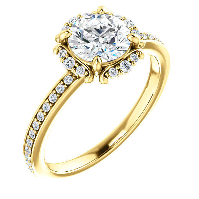 Round Cut Diamond Accent Engagement Ring