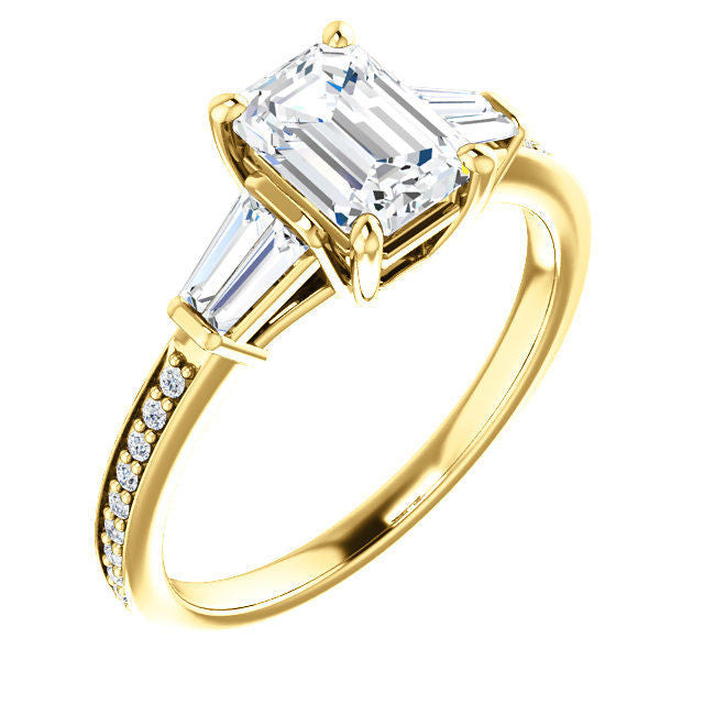Yellow Gold Emerald Cut Diamond Engagement Ring