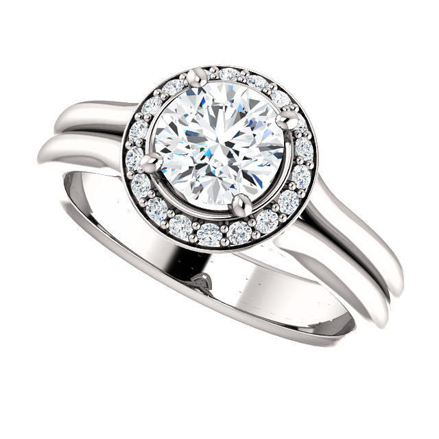 White Gold Halo Round Cut Diamond Engagement Ring