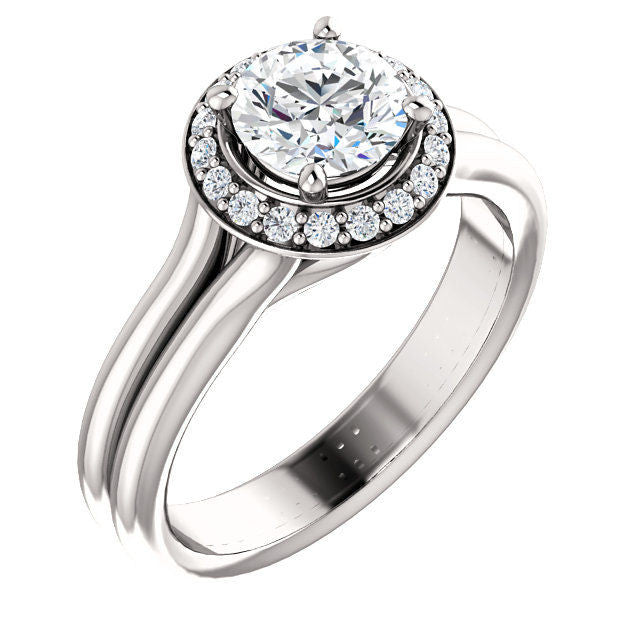White Gold Halo Round Diamond Engagement Ring