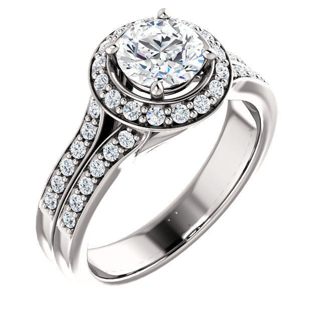 White Gold Round Halo Engagement Ring