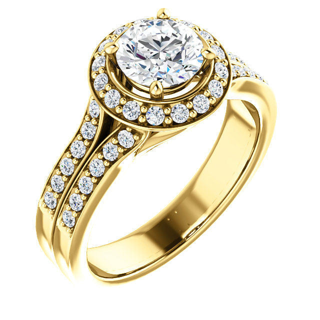 Yellow Gold Round Halo Engagement Ring