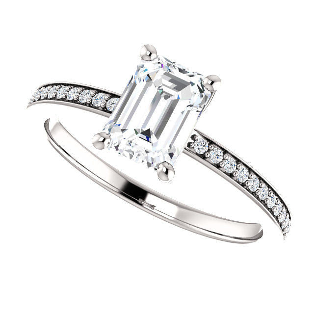 White Gold Classic Emerald Cut Engagement Ring