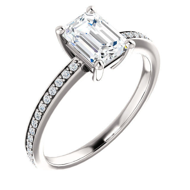 White Gold Classic Emerald Cut Engagement Ring