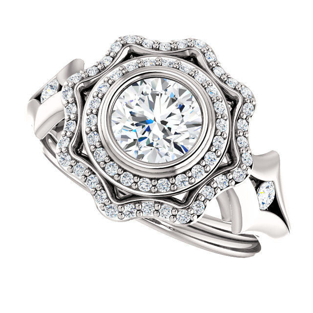 White Gold Halo Engagement Ring