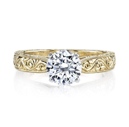 Hand Engraved Milgrain Engagement Ring