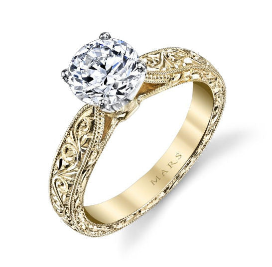 Hand Engraved Milgrain Engagement Ring