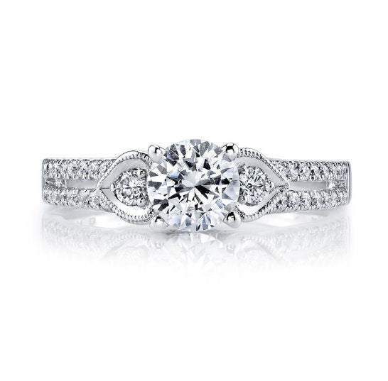 Floral Diamond Accent Engagement Ring