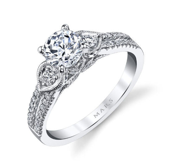 Floral Diamond Accent Engagement Ring
