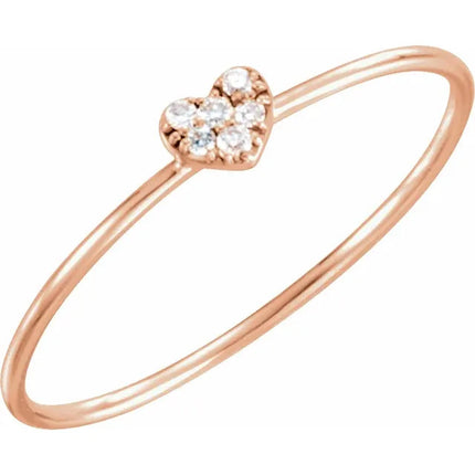 14K Gold Natural Diamond Petite Heart Cluster Ring