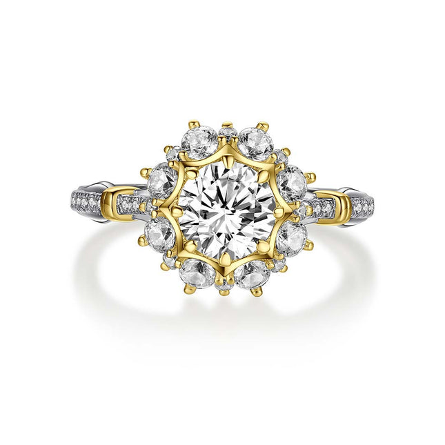 Two-Tone Diamond Halo Engagement Ring
