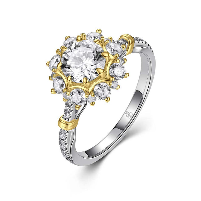 Two-Tone Diamond Halo Engagement Ring