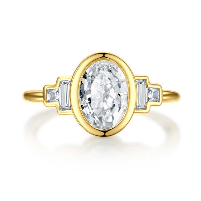 Oval-Cut Bezel Set Diamond Engagement Ring