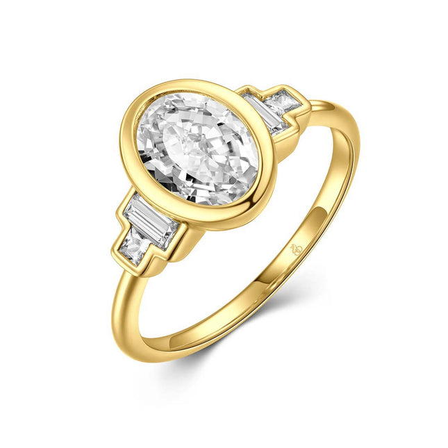 Oval-Cut Bezel Set Diamond Engagement Ring