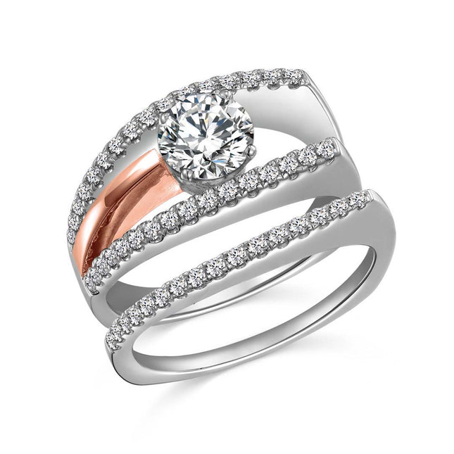 Contemporary Diamond Accent Engagement Ring
