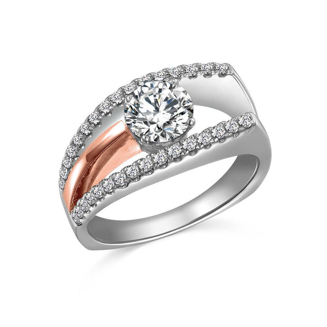 Contemporary Diamond Accent Engagement Ring