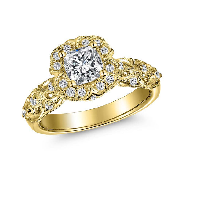 Princess Cut Diamond Halo Engagement Ring