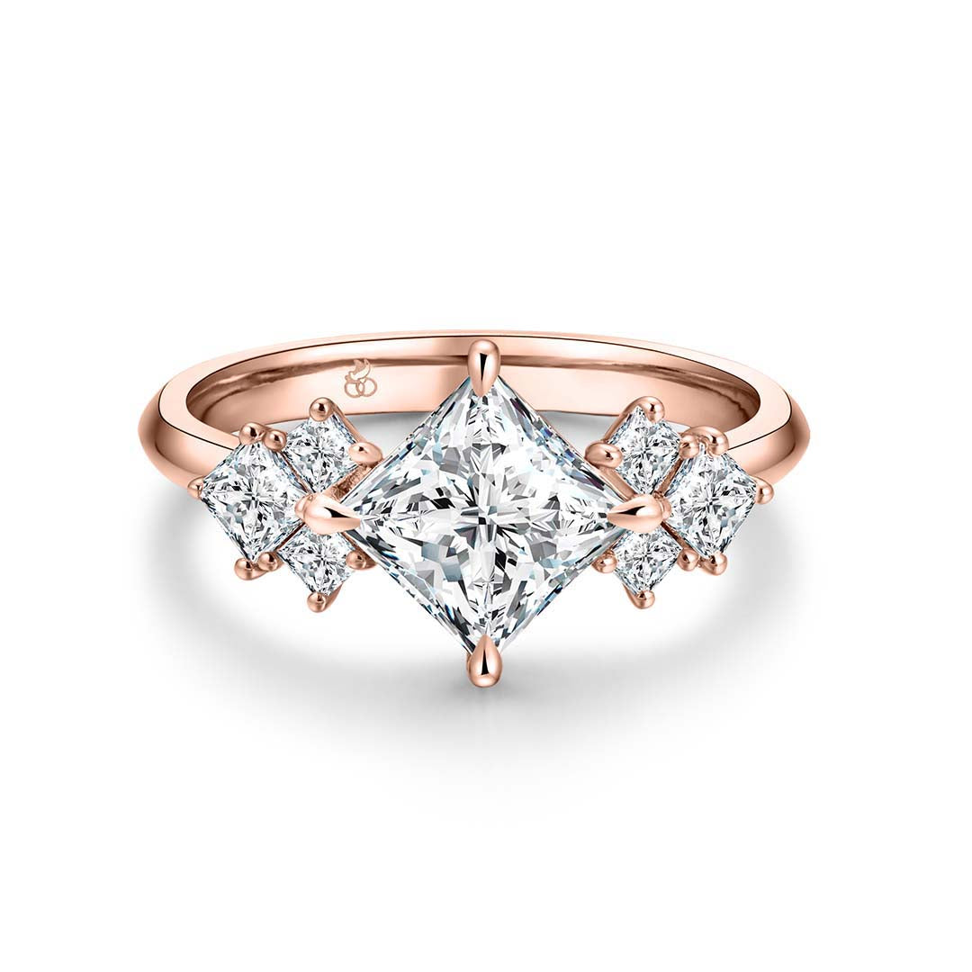 Princess Cut Diamond Kite Setting Ring