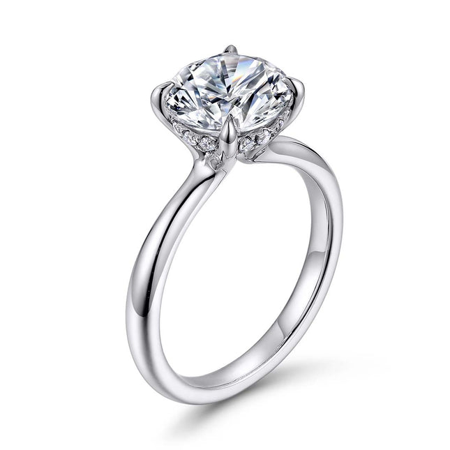 Diamond Solitaire Hidden Halo Engagement Ring