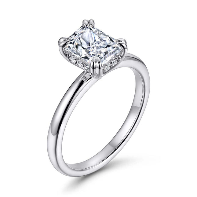 Radiant-Cut Hidden Halo Engagement Ring