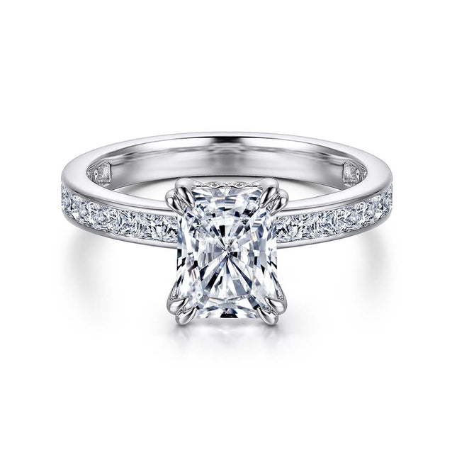 Radiant-Cut Diamond Accent Engagement Ring