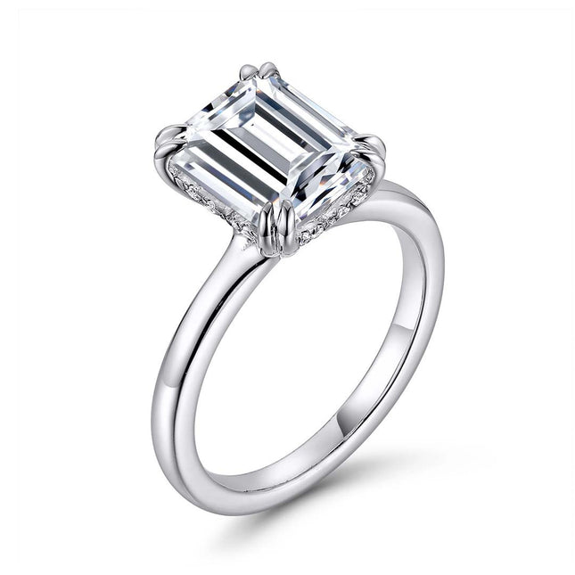 Emerald-Cut Hidden Halo Ring