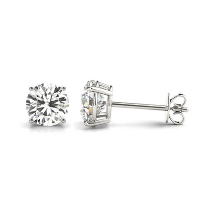 A 4.0 carats total weight lab-grown diamond stud earrings set in white gold. 