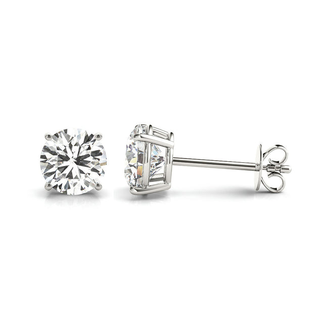 A 4.0 carats total weight lab-grown diamond stud earrings set in white gold. 