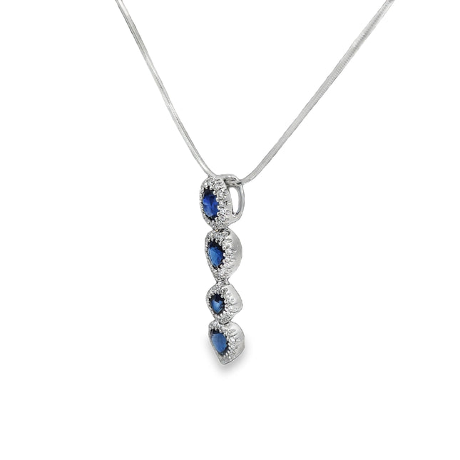 18K Sapphire & Diamond Drop Pendant