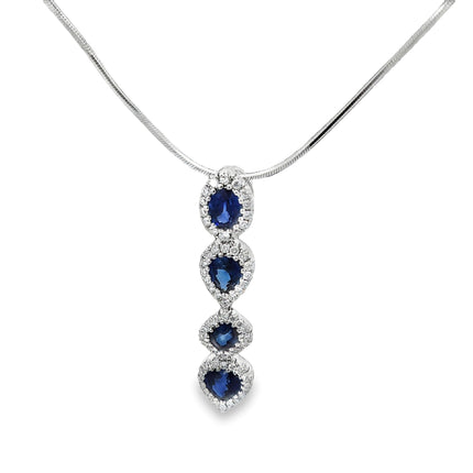 18K Sapphire & Diamond Drop Pendant